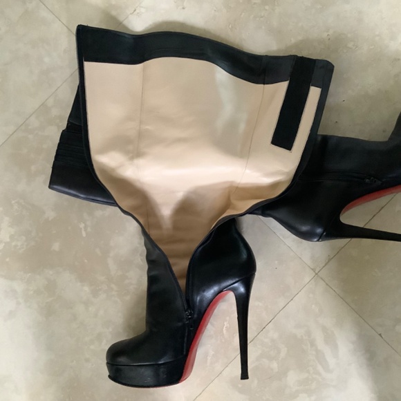 Christian Louboutin Black leather knee high  Bianca Botta 140 Boot size 39.5 IT - Picture 8 of 14